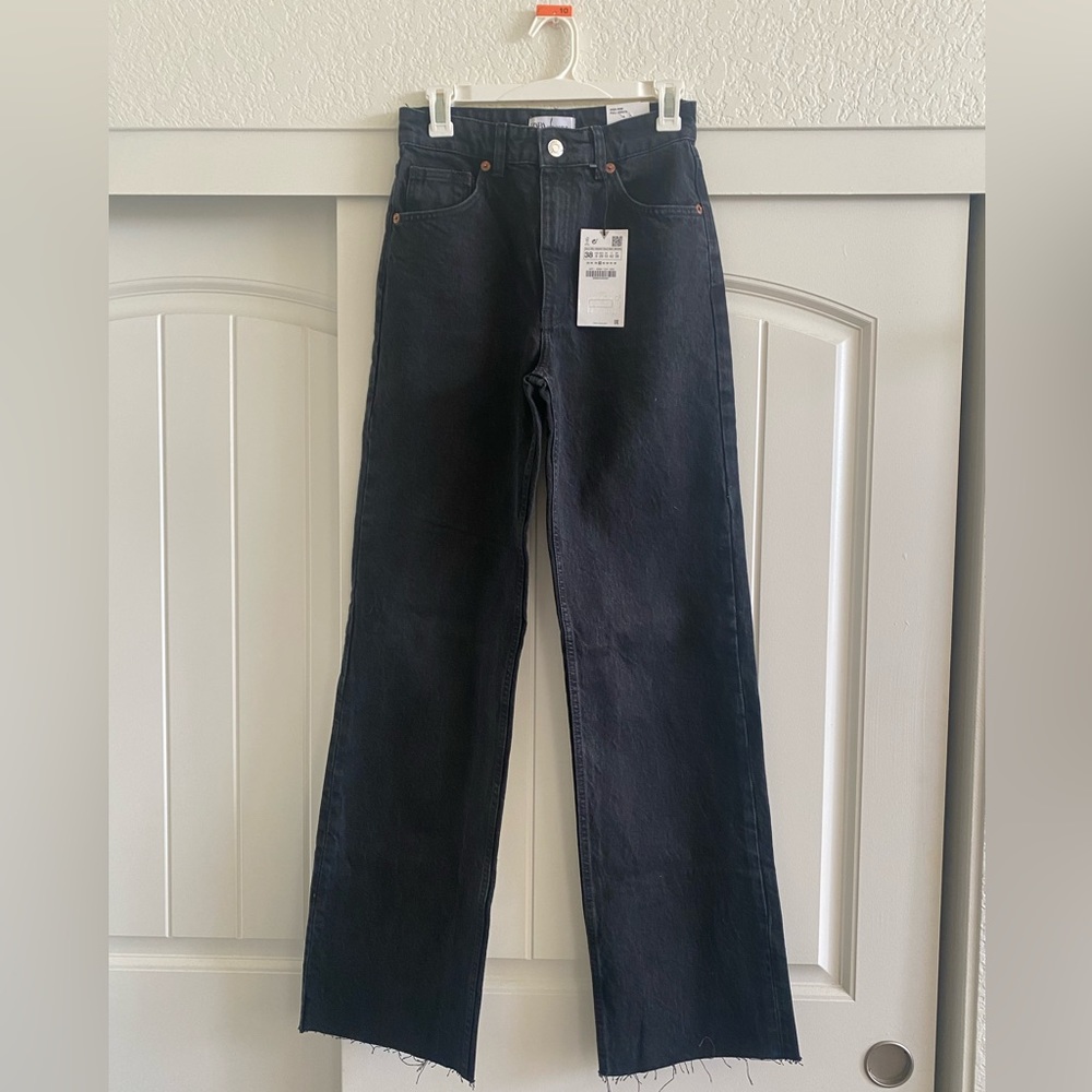 Black wide leg zara jeans- NEW with tags